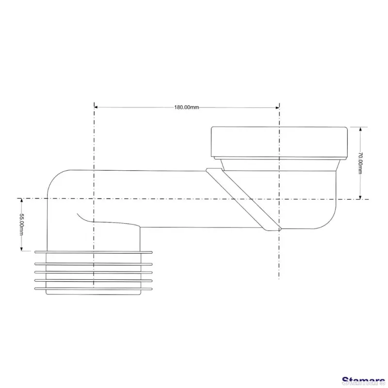 WC pieslēgums (nobīde 180mm), WCLO-18