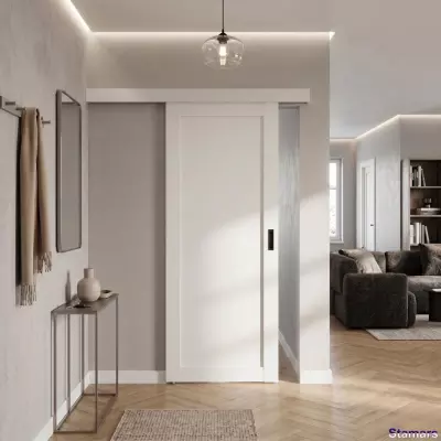 Bīdāmās iekšdurvis Luna Balts soft PVC Deluxe