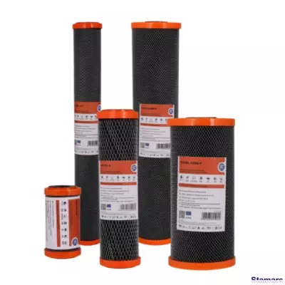 Ūdens filtru augļu čaulas un bitumiskās aktivētās ogles + speciālā iebēruma kārtridži FCCBL-P sērijas Aquafilter